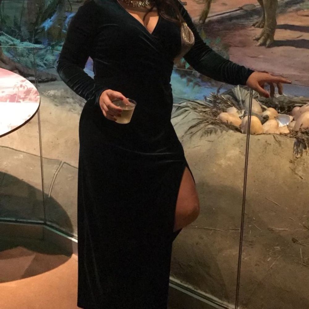 Charlotte Russe dark green velvet maxi dress